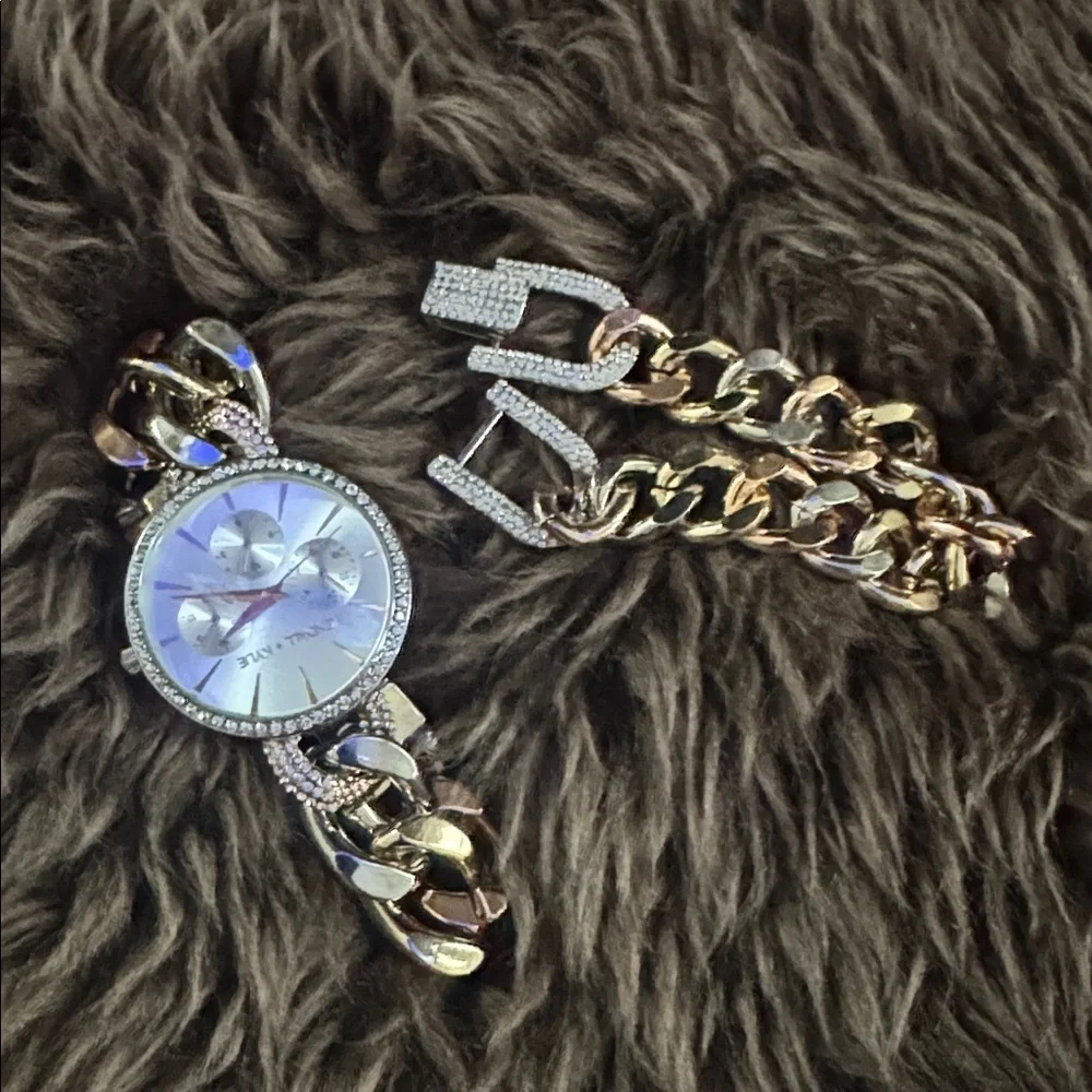 Kendall & Kylie Gold, Silver, and Rose Gold Chain Watch